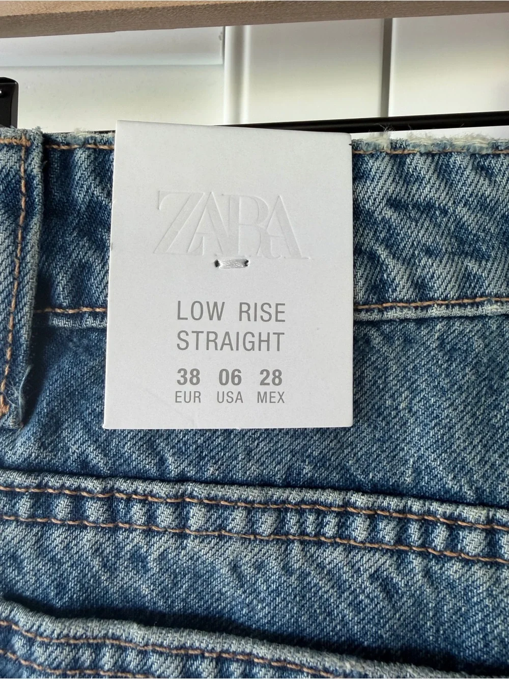 Zara Women's Straight Low-Rise Jeans - Blue Denim
